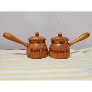Vintage Wooden Salt & Pepper Pots Circa 1960's